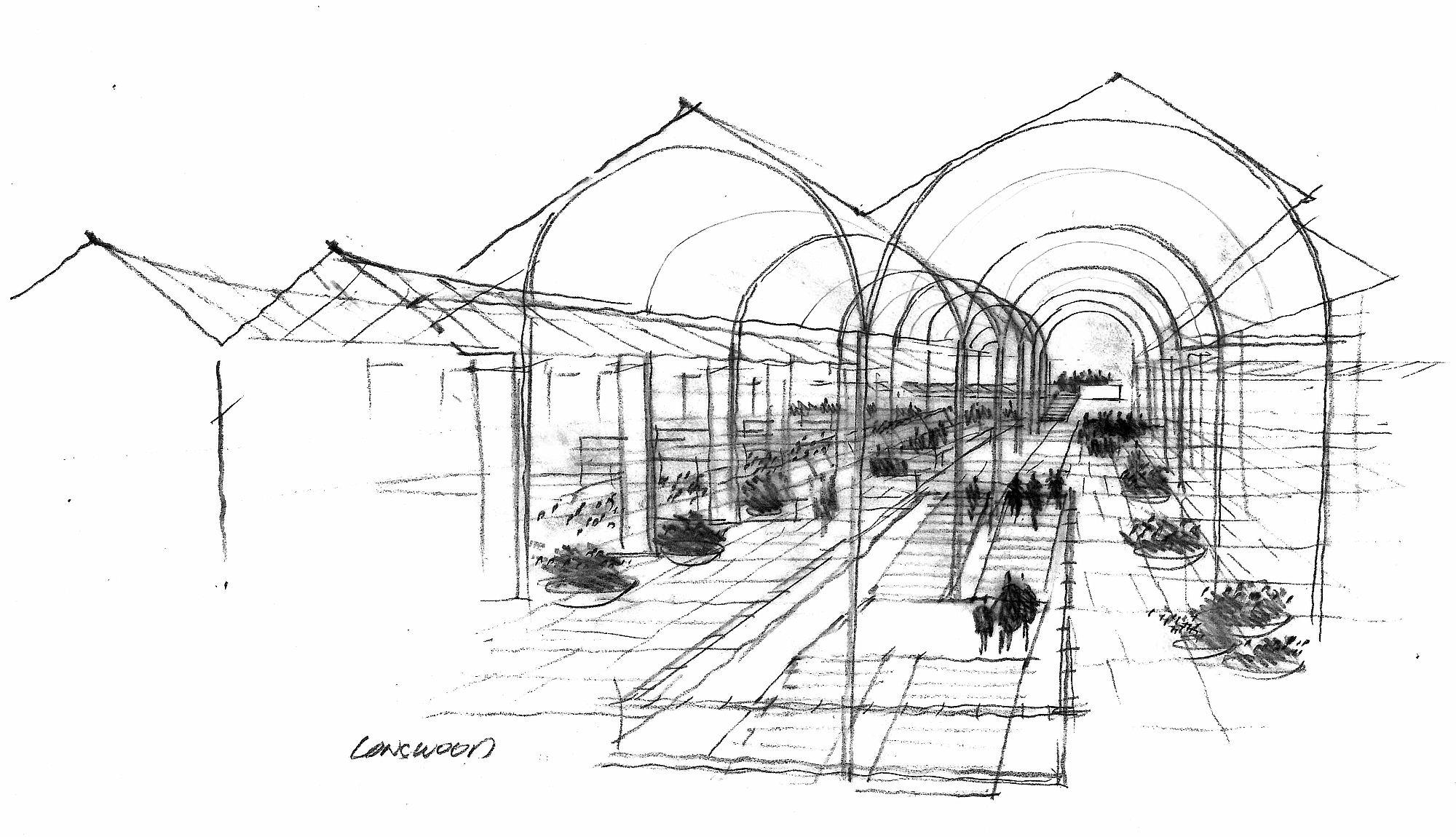 Weiss/Manfredi Charcoal Concept Sketch